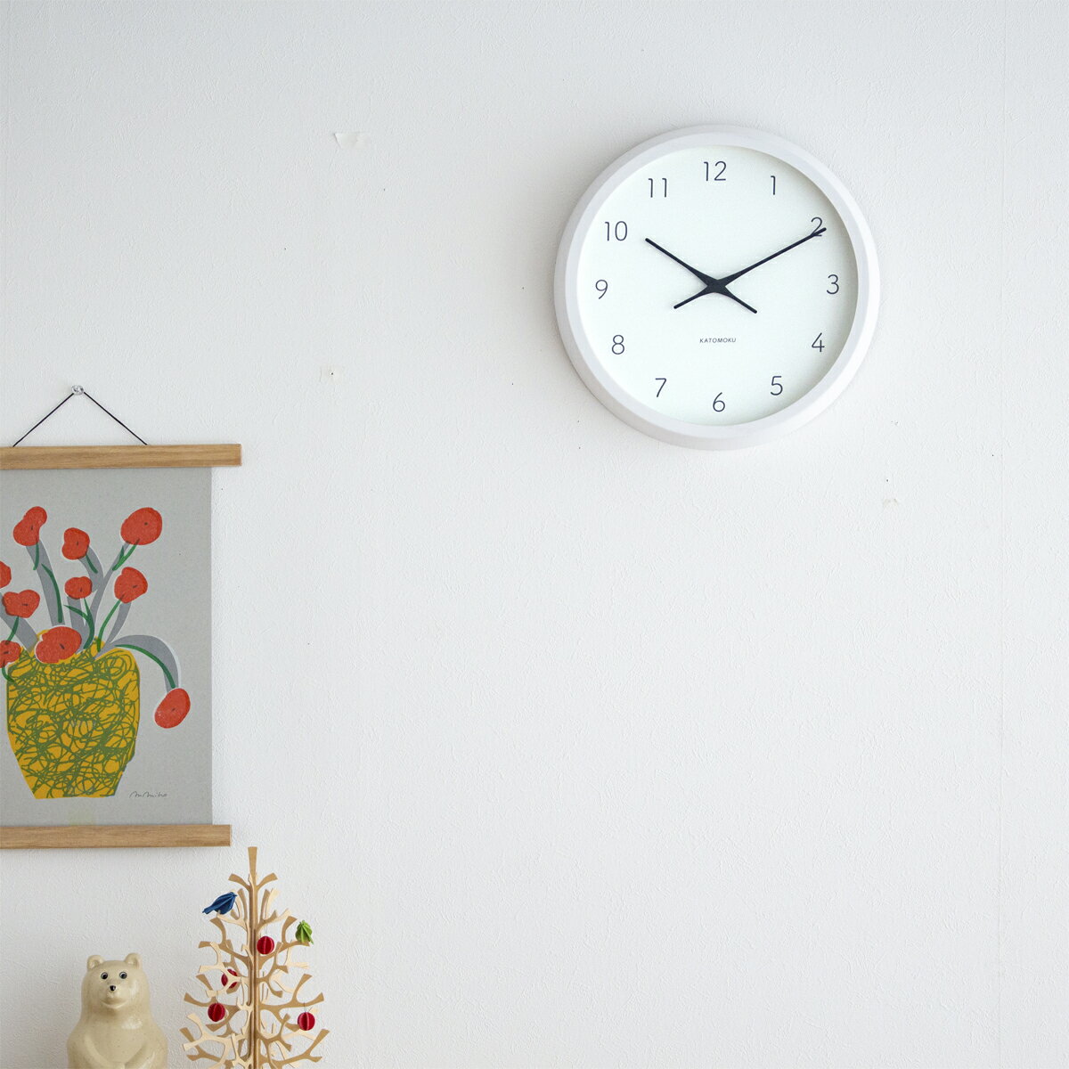 KATOMOKU カトモク 掛け時計 電波時計 muku round wall clock 7 ホワイト 白 時計 ...