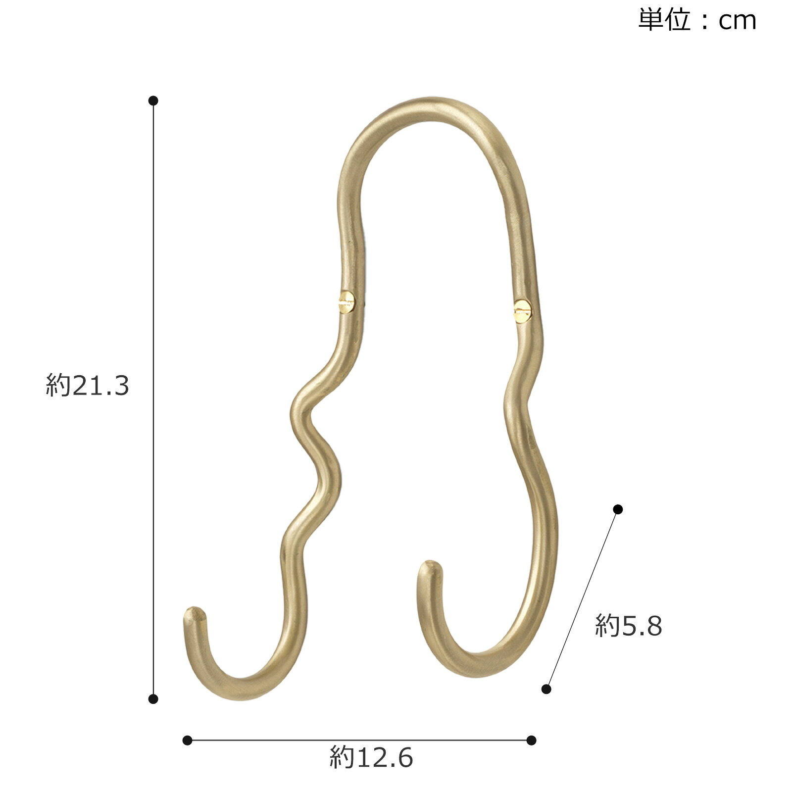 真鍮の曲線がきれい。Ferm Living Curvature Double Hookを暮らし目線で見る、ポイント10倍の壁掛けフック 商品画像 2
