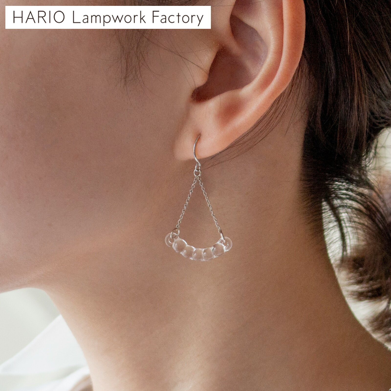 Rakuten - 【期間限定ポイント10倍】 ハリオ ピアス アールプチ シルバーカラー Water Drops 雫 ガラス製 HARIO Lampwork Factory 手作り 日本製