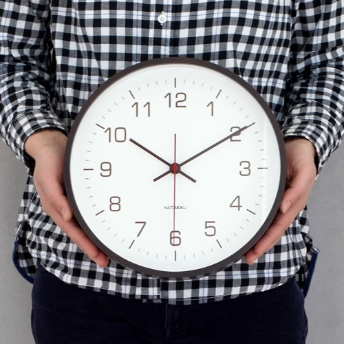 KATOMOKU カトモク 掛け時計 電波時計 plywood wall clock 4 ブラウン 25cm 曲げわっぱ 曲木時計 掛時計 スイープムーブメント 日本製 木製 壁掛け 加藤木工 KM-44BRRC [3]