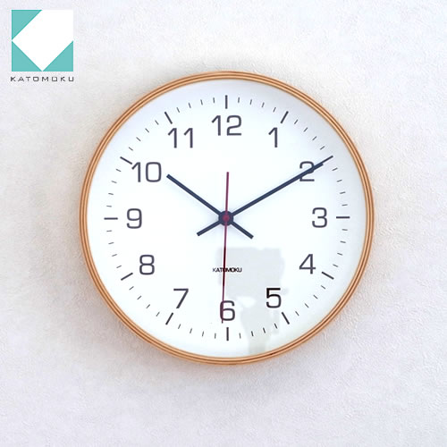 【クーポン対象 8/16 10:59まで】 加藤木工 KATOMOKU カトモク 壁掛け時計 plywood wall clock 4 ナチュラル スイープムーブメント(連続秒針) 曲木時計 木製 日本製 KM-44N