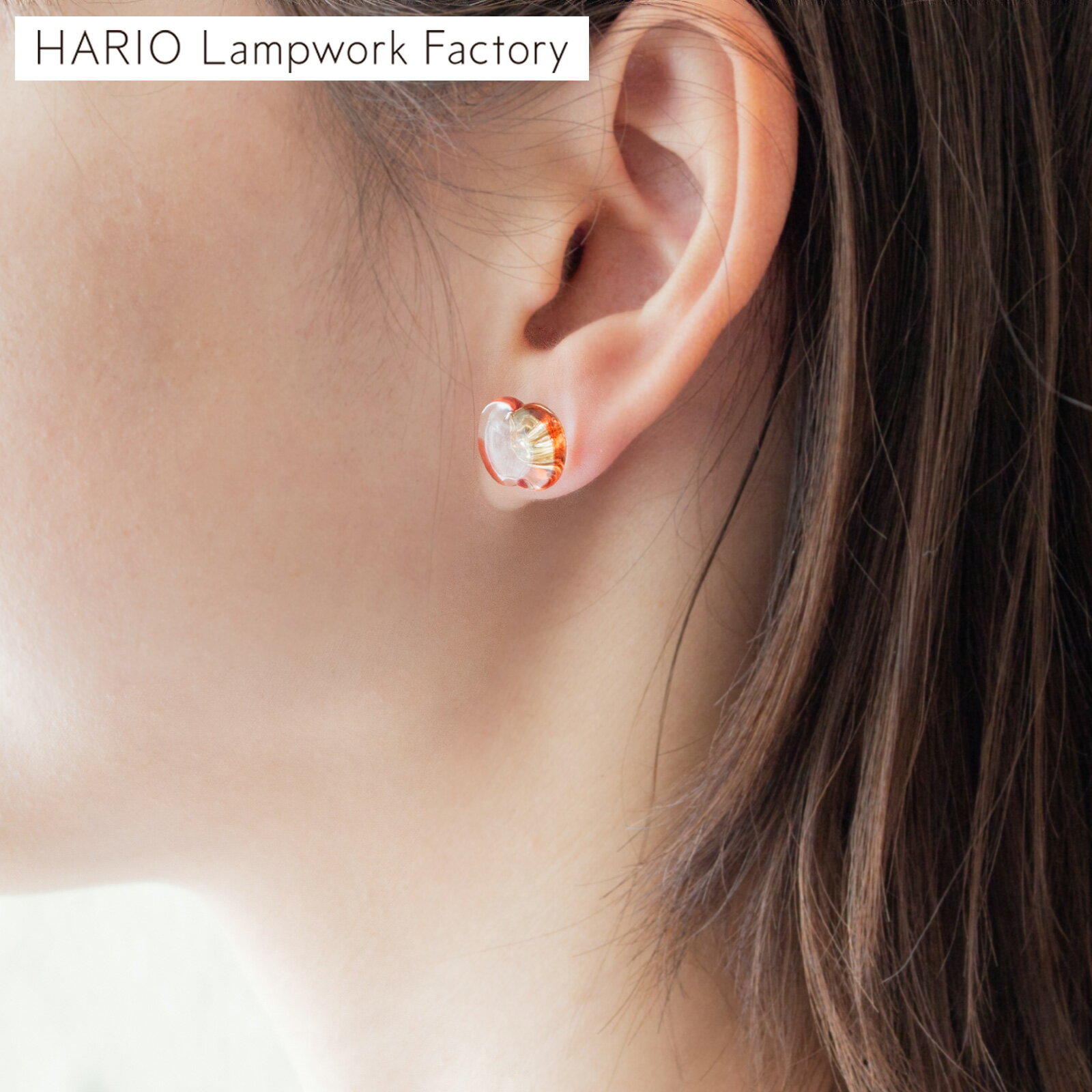 【クーポン対象 1/29 10:59まで】 ハリオ ピアス リンゴ ガラス製 日本製 手作り HARIO Lampwork Factory イイダ傘店 コラボ りんご モチーフ 大人可愛い おしゃれ 華やか ガラス レディース アクセサリー ギフト 箱入り 真鍮 ゴールド ニッケルフリー