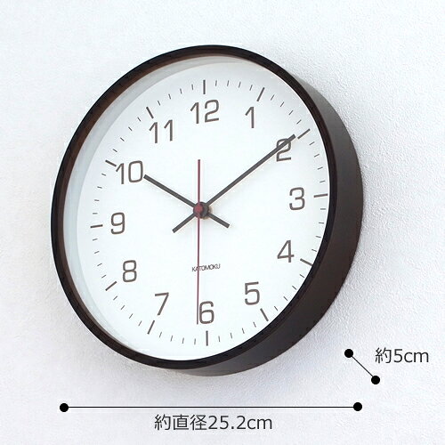 KATOMOKU カトモク 掛け時計 電波時計 plywood wall clock 4 ブラウン 25cm 曲げわっぱ 曲木時計 掛時計 スイープムーブメント 日本製 木製 壁掛け 加藤木工 KM-44BRRC [2]