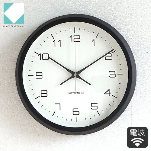 加藤木工 カトモク KATOMOKU muku round wall clock 11 ブラック 掛時計 壁掛け スイープムーブメント 連続秒針 電波時計 木製 日本製 ..