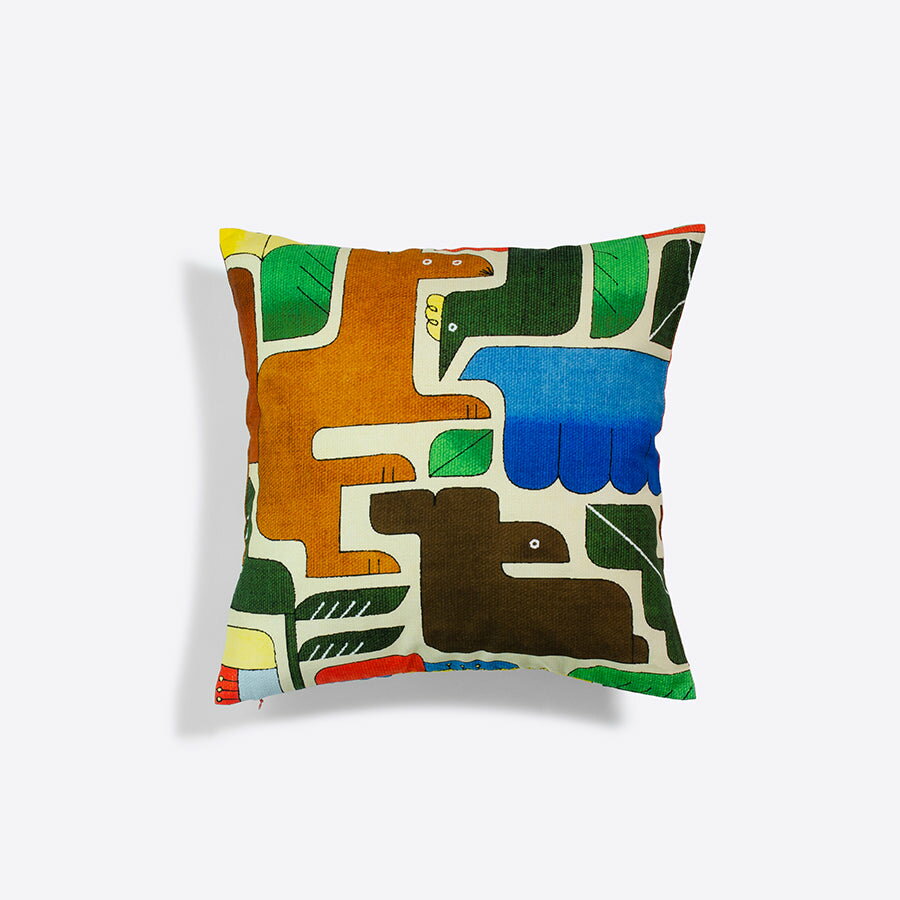 日本製 クッションカバー 45×45cm クッション カバー はなとどうぶつ｜アーティスト　しまむらひかり｜オックスコットン 綿 コットン F..