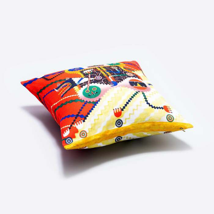 日本製 クッションカバー 45×45cm クッション カバー Big Daddy｜アーティスト　前田裕｜国産リネンキャンバス 近江麻 Linen FAVORRIC ..