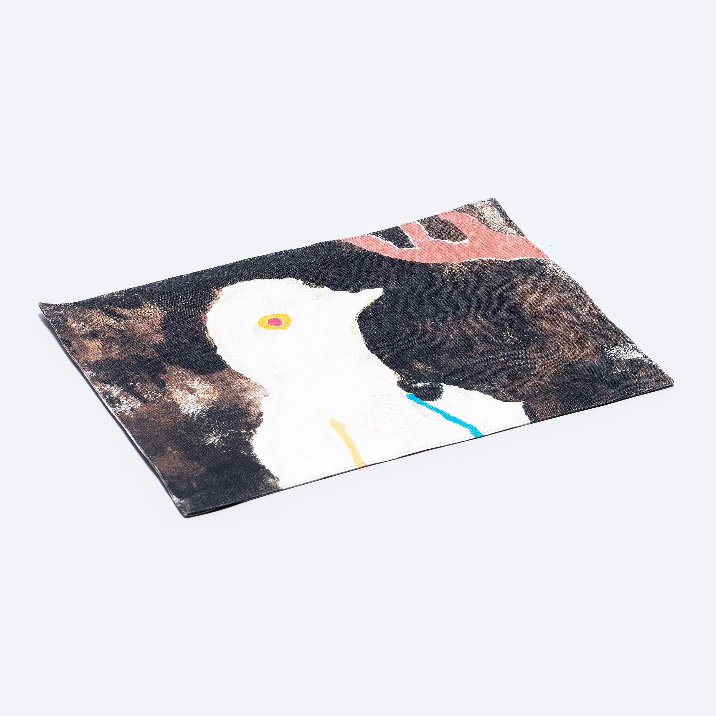 日本製 リネンランチョンマット ランチョン マット 洗える Linen 白い鳥｜アーティスト おくまゆみ｜国産リネンキャンバス 近江麻 Linen FAVORRIC フェイバリック おしゃれ リネン キッチン 速乾 高級 天然素材 アート ランチョン リバーシブル