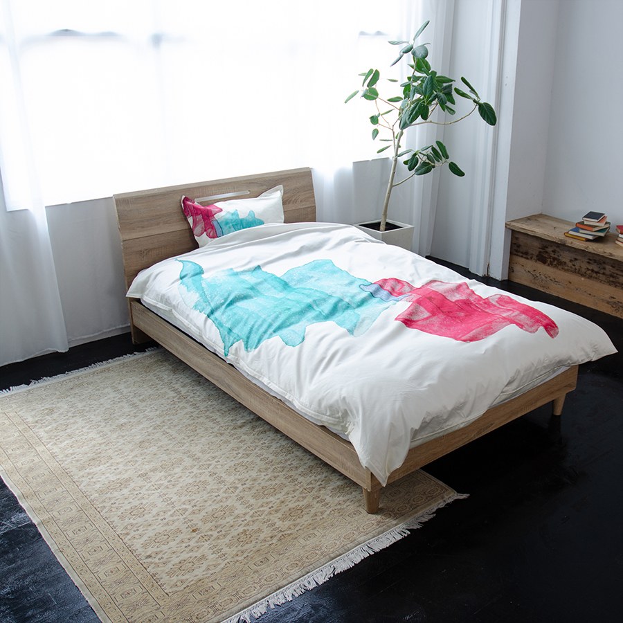 日本製 かけ布団カバー シングル 綿100% サテン 掛け布団 カバー オーロラ｜アーティスト　高橋生也｜..