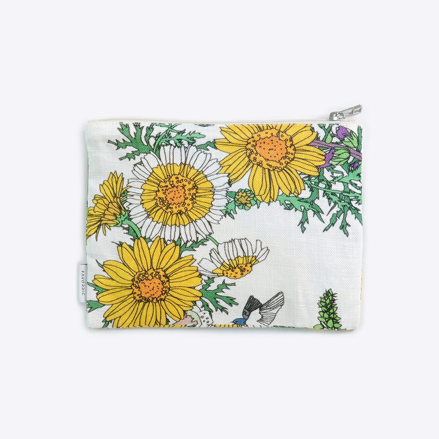 日本製 ポーチ 小物入れ フラットポーチ リネンポーチ | spring flowers garden｜アーティスト　羽野瀬里｜国産リネンキャンバス 近江麻 Linen FAVORRIC フェイバリック コスメポーチ カード入れ 小さめ おしゃれ favorric-10004613 FAVORRIC〜「アートと暮らす。」〜 サンプル画像2