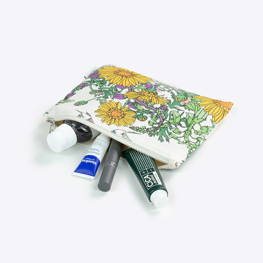 日本製 ポーチ 小物入れ フラットポーチ リネンポーチ | spring flowers garden｜アーティスト　羽野瀬里｜国産リネンキャンバス 近江麻 Linen FAVORRIC フェイバリック コスメポーチ カード入れ 小さめ おしゃれ favorric-10004613 FAVORRIC〜「アートと暮らす。」〜 サンプル画像3