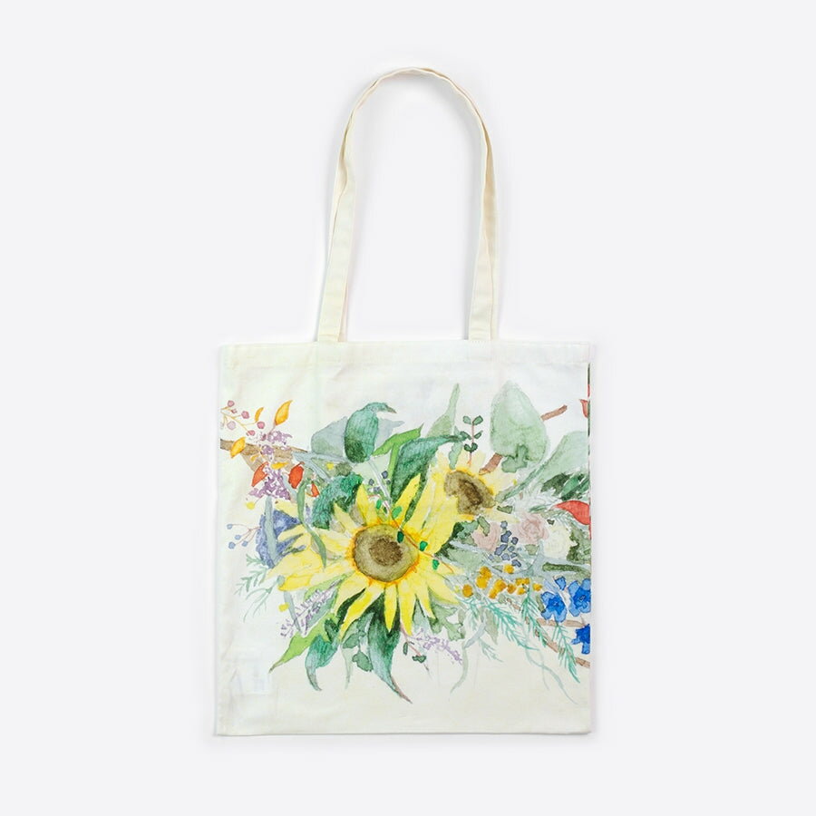 日本製 フラットサブバッグ トートバッグ エコバッグ a4 布 綿100% tote bag 夏のリース2｜アーティスト　高橋生也｜オックスコットン 綿 コットン FAVORRIC フェイバリック 折りたたみ ポケット付き おしゃれ 肩掛け A4トート