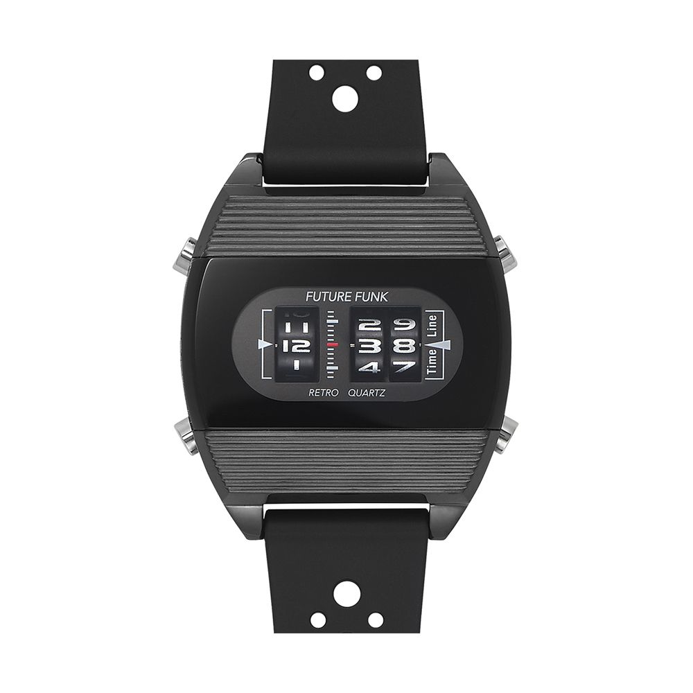 フューチャーファンク 腕時計 メンズ FUTURE FUNK FF104-BK-RB ローラー式 腕時計 ローラー デジタル 腕時計 ユニセックス レトロ クォーツ ラバーベルト 44cm ファッションウォッチ 四角い スクエア型 カジュアル タフ ギフト 男性
