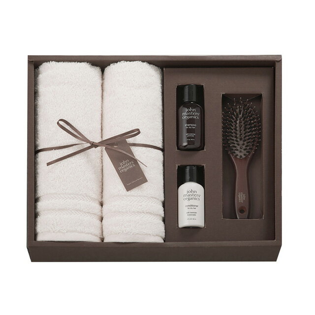 john masters organics ジョンマスターオーガニック ギフトセット JS2775(ギフト タオルギフト フェイスタオル シャンプー コンディショナー ヘアケア タオル ギフト おしゃれ ブランド 内祝い 人気 ブラシ ヘアケアセット 送別会 女性 男性 タオルセット ギフトタオル) 2