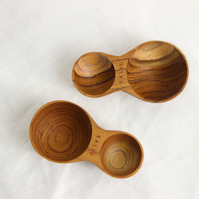 SALIU おおさじこさじ チーク 31011(計量スプーン おしゃれ 大さじ 小さじ 木製 かわいい 大さじスプーン 小さじスプーン 15ml 5ml 小匙 可愛い 砂糖 塩入れ)