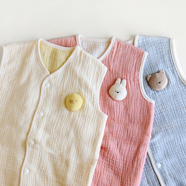 Nouer des liens やわらかガーゼスリーパー A80843(ベビー スリーパー ガーゼ 夏 夏用 新生児 キッズ 赤ちゃん 80 ベスト 春 夏 春夏 秋 2WAY かわいい おしゃれ 動物 男の子 女の子 ロンパース 前開き 部屋着 ブランド ヌエール ディ リアン) 3