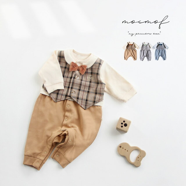 【S50】mocmof おめかしフォーマル カバーオール 622-474203(ベビー フォーマル 男の子 ロンパース 80 秋 秋冬 長袖 お宮参り 100日...