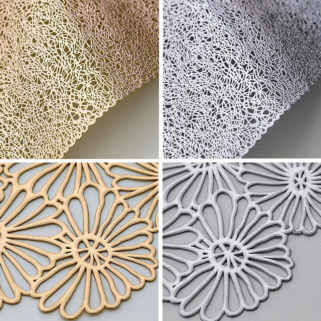 Momotose ももとせ プレイスマット(ランチョンマット おしゃれ ラウンド プレイスマット 北欧 モダン テーブルマット 円形 丸 プレースマット 高級 ゴールド シルバー フラワー 敷物 傷防止 テーブルウェア ギフト プレゼント インテリア 和 洋 正月 クリスマス)