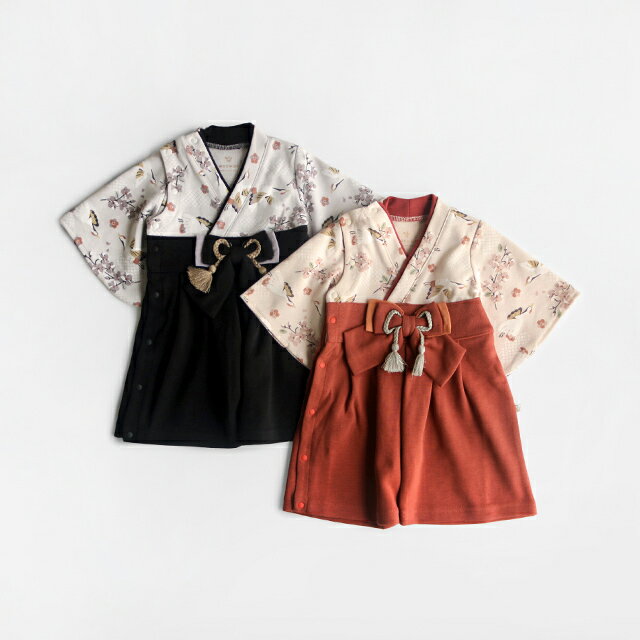 mocmof 袴 ロンパース つる柄 622-650001(袴ロンパース ベビー 女の子 男の子 お食い初め 服 100日祝い 衣装 ベビー袴 はかまロンパース 和服 赤ちゃん 初節句 ひなまつり お宮参り 端午の節句 フォーマル 出産祝い かわいい 60 70 80 90 長袖 兄弟 姉妹 お揃い モクモフ) 3