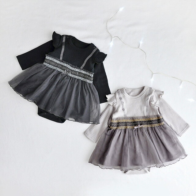 coto cotte スモッキング刺繍チュール＆ネコ耳ヘアバンドセット(ロンパース 女の子...