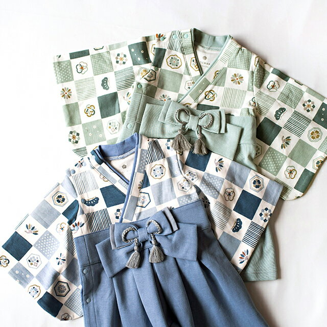 mocmof 袴 ロンパース＆かぶれる ベビー兜セット(袴 ロンパース 男の子 お食い初め 100日祝い 衣装 赤ちゃん おしゃれ かわいい かっこいい 70 80 お宮参り 百日祝い 初節句 服 端午の節句 こどもの日 兜 帽子 かぶと かぶれる兜 ベビー帽子 和装 おしゃれ 出産祝い) 3