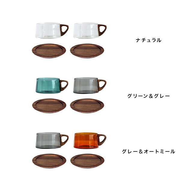 a.depeche noon アデペシュ ヌーン カップ＆コースターセット(カップ ソーサー セット ペア 結婚祝い 食器 プレゼント 友人 ペア食器 二人 ティーカップ 耐熱ガラス コースター 木製 おしゃれ 北欧 マグカップ 大人可愛い カップ&ソーサー) 2