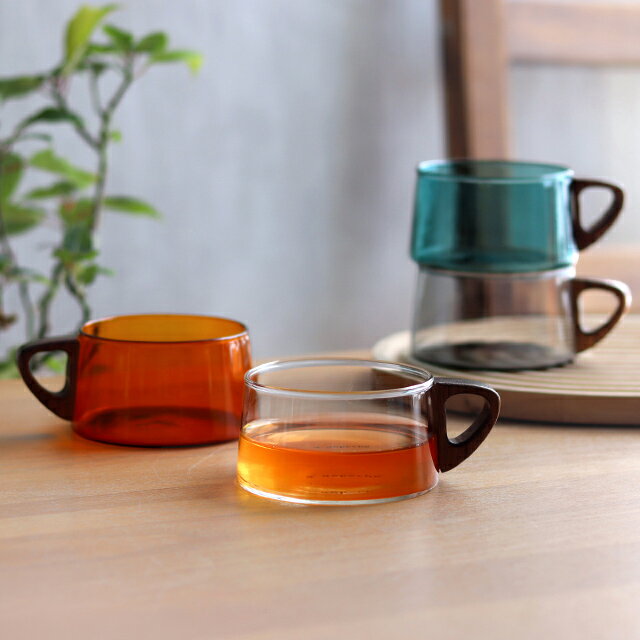 a.depeche noon アデペシュ ヌーン カップ＆コースターセット(カップ ソーサー セット ペア 結婚祝い 食器 プレゼント 友人 ペア食器 二人 ティーカップ 耐熱ガラス コースター 木製 おしゃれ 北欧 マグカップ 大人可愛い カップ&ソーサー) 3