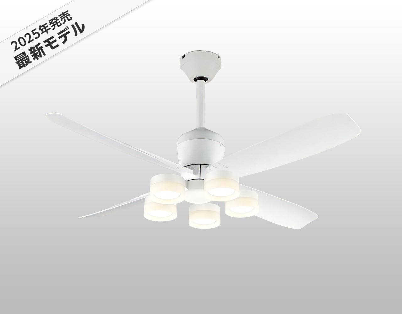 樂天商城 - 即日発送 長期保証 高演色LED [R15] 軽量 LED 5灯 DCモーター 大風量 吹き抜け 傾斜天井 オーデリック ホワイト シーリングファンライト OCB383