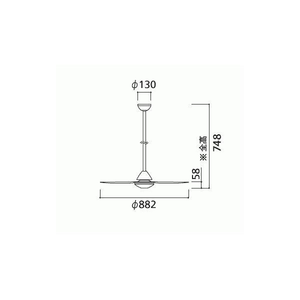 【全品3年保証】 シーリングファン OHC036 照明無し ファン AC 国産 吹き抜け／傾...