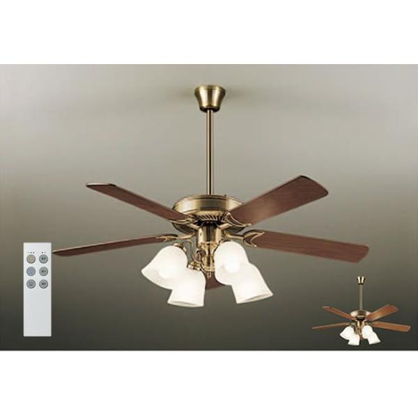 【全品3年保証】 シーリングファン シーリングファンライト DFB073 照明 ファン LED AC 天井照明 照明器具 吹き抜け/傾斜・勾配天井(ロフト付) 傾斜 天井 エアコン リモコン付き インテリア・家具・収納 ライト・照明器具 天井照明 アンティーク調 金古美 AC モーター [2]