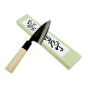 江戸菊水 薄出刃庖丁 黒打 120mm 鋼付 水牛桂朴柄 624012 202507