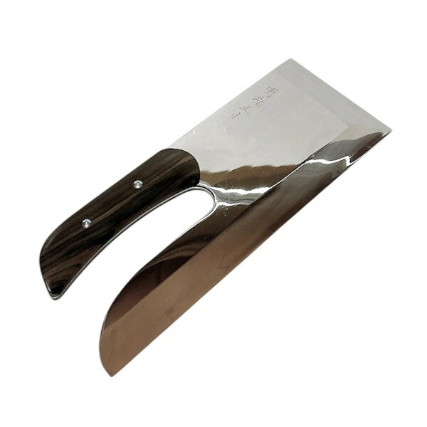 日用品卸問屋 火の鳥の【送料無料】越前数馬作　ステンレス鋼そば切り包丁　明鏡止水　青二鋼　330mm　黒檀曲柄　　690125　202510｜アングル2
