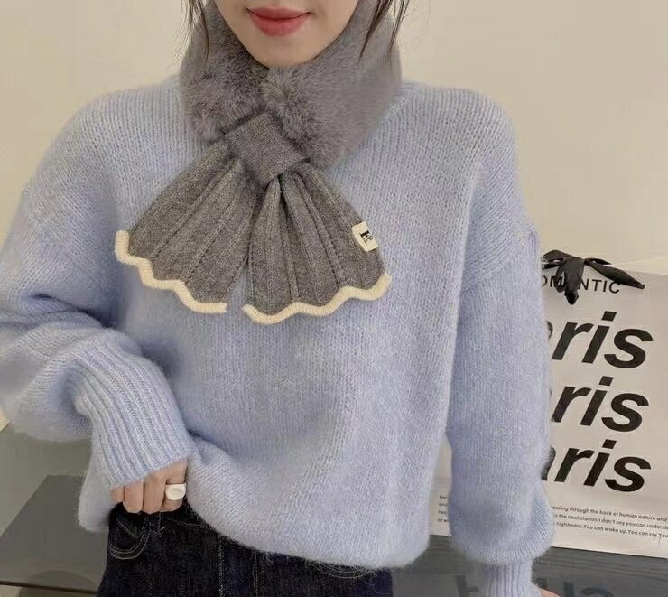 マフラー　タイプD　多色　フェイクファー　スカーフ　モコモコ　極暖　冬　種類豊富 ファッション　かわい　優雅　程よいボリュウム　上品　飾り付き　韓国ファッション　秋