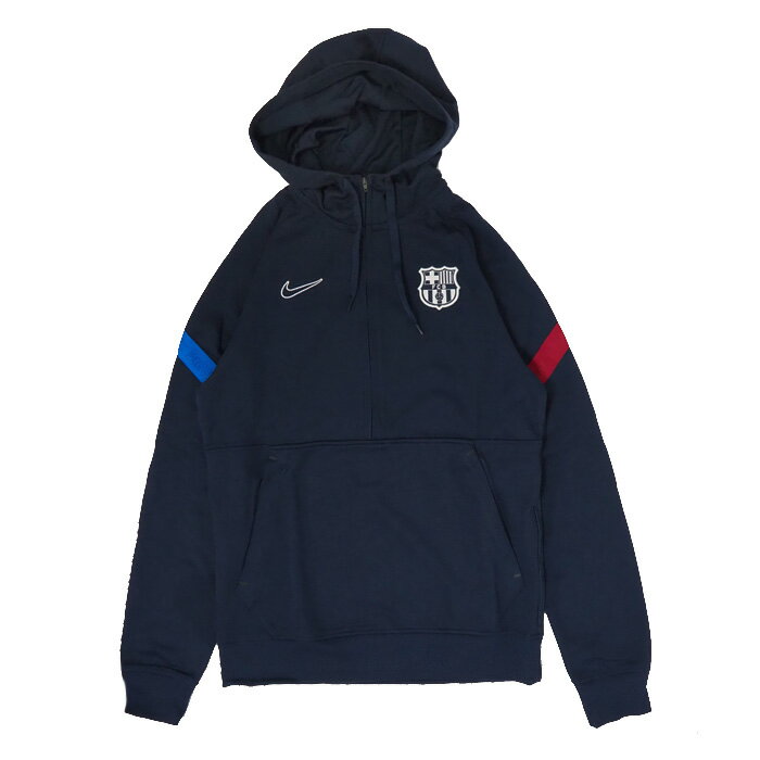 バルセロナ 21-22 トラベルフリース ハーフジップ フーディー(ネイビー×ブルー)【NIKE/ナイキ】【サッカー スウェット パーカー】(CV9940-451)【スポーツ ホビー】【店頭受取対応商品】