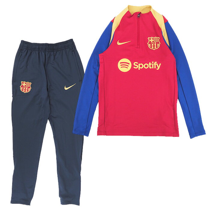 FCバルセロナ 23-24 Dri-FIT Strike ドリルトップ＆KPZパンツ 上下セット ジュニア(レッド×ネイビー)【NIKE/ナイキ】【サッカー キッズ トレーニングウェア ジャージ】(FJ5534-621 FJ5536-451)【店頭受取対応商品】