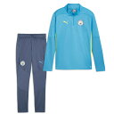 マンチェスターシティ 24-25 1/4ジップ トレーニングトップ&パンツ 上下セット ジュニア(ブルー×ネイビー) 【PUMA/プーマ】【サッカー トレーニン...
