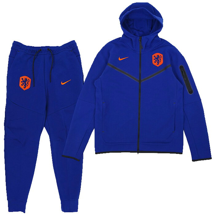 オランダ代表 2024 テックフリース フルジップ フーディー&ジョガーパンツ 上下セット (ブルー×オレンジ)【NIKE/ナイキ】【サッカー TECH PAC...