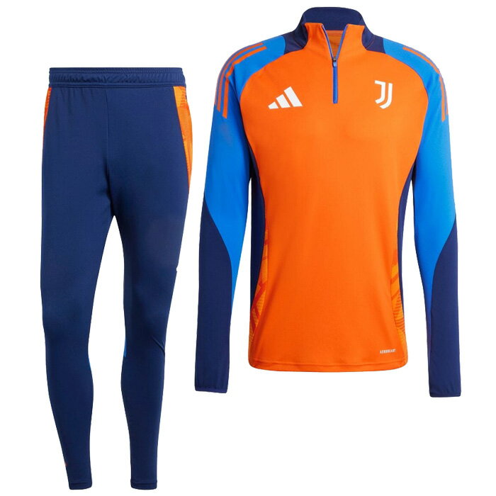 ユベントス 24-25 TIRO24 1/4 ZIPトレーニング トップ長袖&パンツ 上下セット(オレンジ×ネイビー)【adidas/アディダス】【サッカー ウ...