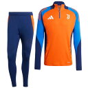 ユベントス 24-25 TIRO24 1/4 ZIPトレーニング トップ長袖&パンツ 上下セット(オレンジ×ネイビー)【adidas/アディダス】【サッカー ウ...