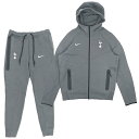 トッテナム 24-25 テックフリース フルジップ フーディー&ジョガーパンツ 上下セット(ダークグレー)【NIKE/ナイキ】【サッカー TECH PACK パ...
