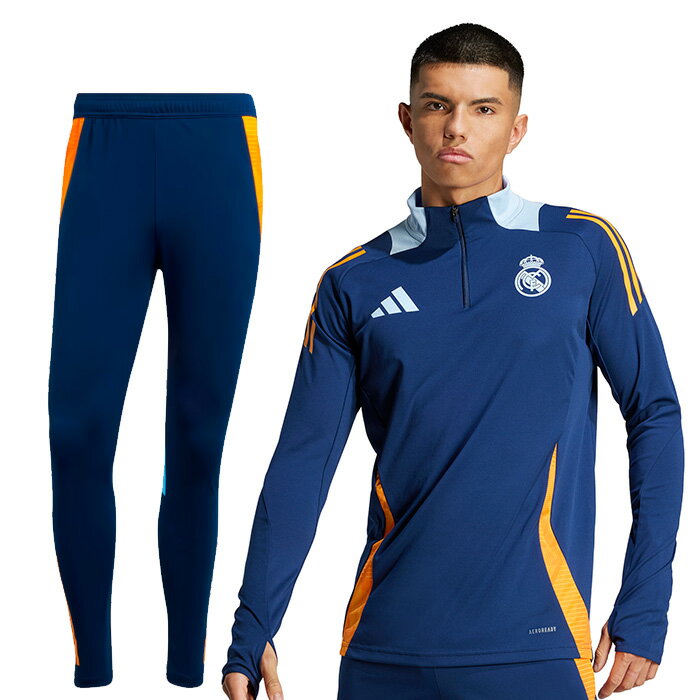 ★SALE★セール★レアルマドリード 24-25 TIRO24 1/4 ZIPトレーニング トップ長袖&パンツ 上下セット(ネイビー)【adidas/アディダス...