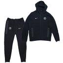 チェルシー 25-26 テックフリース フルジップ フーディー&ジョガーパンツ 上下セット(ブラック)【NIKE/ナイキ】【サッカー TECH PACK パーカ...