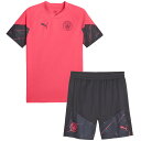 ★SALE★セール★マンチェスターシティ 23-24 トレーニングシャツ 半袖&ショーツ 上下セット(ピンク×ダークネイビー)【PUMA/プーマ】【サッカー ウ...