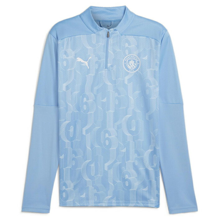 マンチェスターシティ 24-25 プレマッチ 1/4ジップトップ(ブルー)【PUMA/プーマ】【サッカー サポーター トレーニングウェア プラクティス】(777...