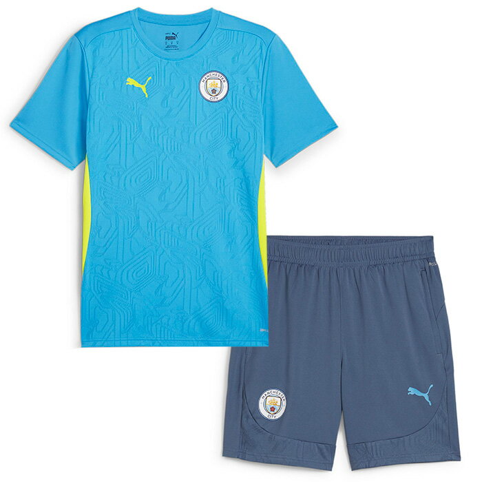 マンチェスターシティ 24-25 トレーニングシャツ 半袖&ショーツ 上下セット(ブルー×ネイビー)【PUMA/プーマ】【サッカー ウエア プラクティス シャツ...