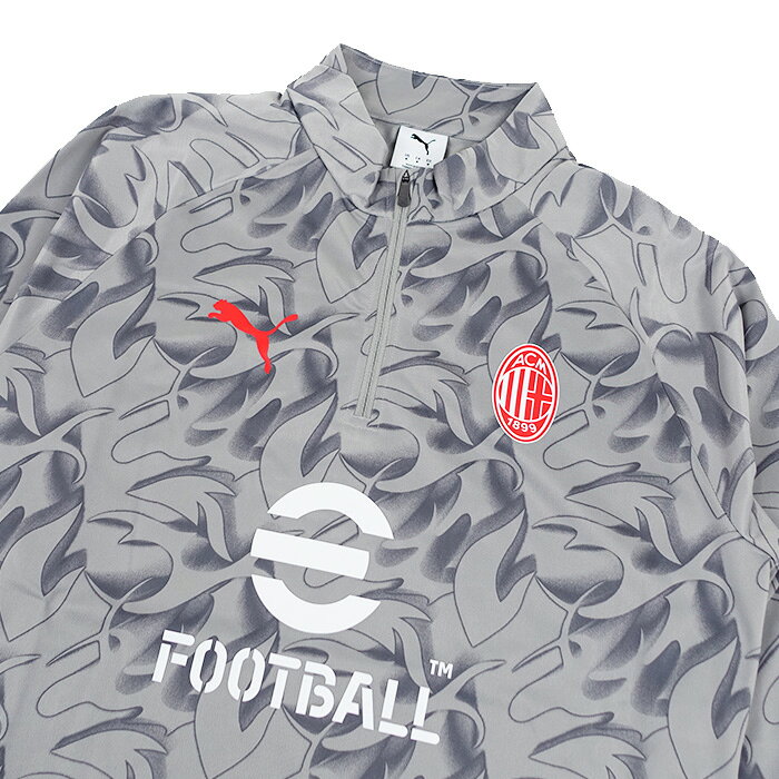 サッカーショップ fcFAのACミラン 25-26 プレマッチ 1/4ジップトップ(グレー×ホワイト)【PUMA/プーマ】【サッカー サポーター トレーニングウェア プラクティス】(782391-13)【店頭受取対応商品】｜アングル3