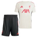 リバプール 25-26 TIRO25 トレーニングジャージー半袖&ショーツ 上下セット(ベージュ×ブラック)【adidas/アディダス】【サッカー ウェア プラクティス】(JV6574&JV6575)【店頭受取対応商品】