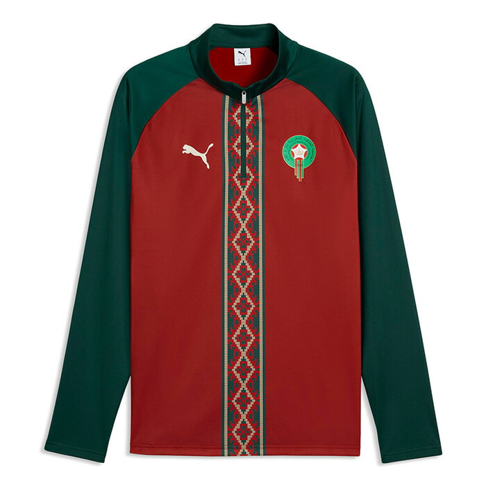 モロッコ代表 2026 プレマッチ 1/4ジップ トレーニングトップ(レッド)【PUMA/プーマ】【サッカー トレーニングウェア ジャージ】(784541-11)【店頭受取対応商品】