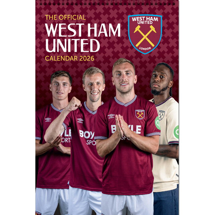 2026年度のウエストハム オフィシャル壁掛けカレンダー。 愛するクラブの選手たちが毎月を彩る、ファン必見のカレンダー！ ※海外直輸入品なので、日本の暦（祝日など）は反映されておりません。 ■サイズ：420×297mm（A3サイズ） ■素材...