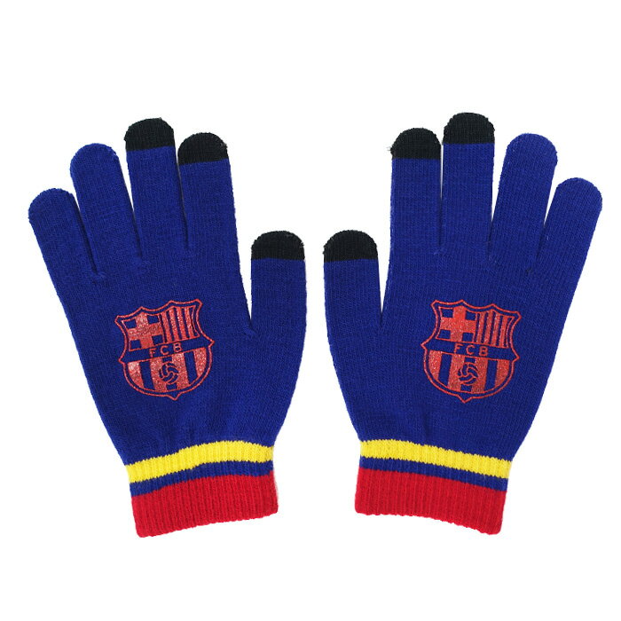 FCバルセロナ オフィシャル スマホ対応 ニットグローブ(ブルー)【サッカー サポーター グッズ 手袋】(B..
