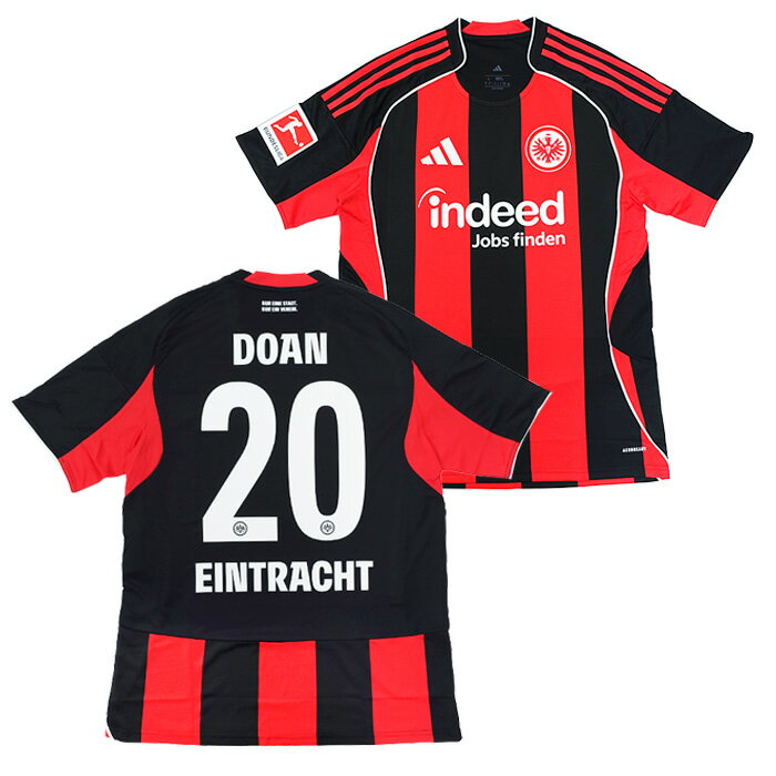 ●フランクフルト 25-26 ホーム 半袖 ユニフォーム No.20 堂安律+ブンデスリーガパッチ付き【adidas/アディダス】【サッカー ウエア レプリカユニフォーム】(JZ6359/20D-P)【店頭受取対応商品】